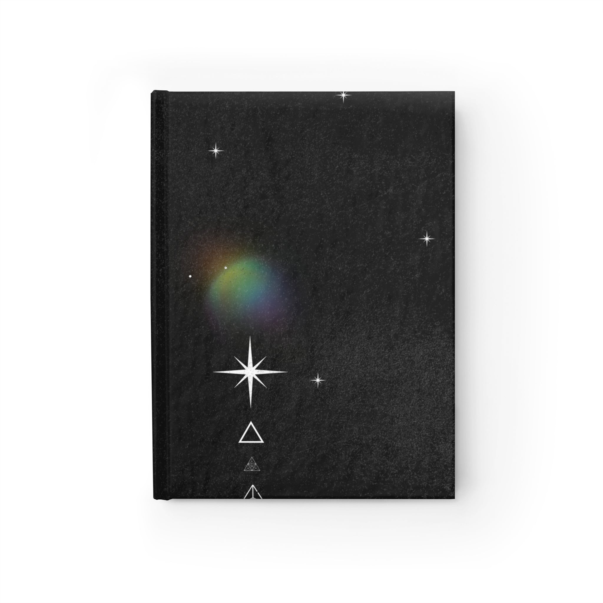 Celestial Star Journal — Black Space Notebook with Prism Glow