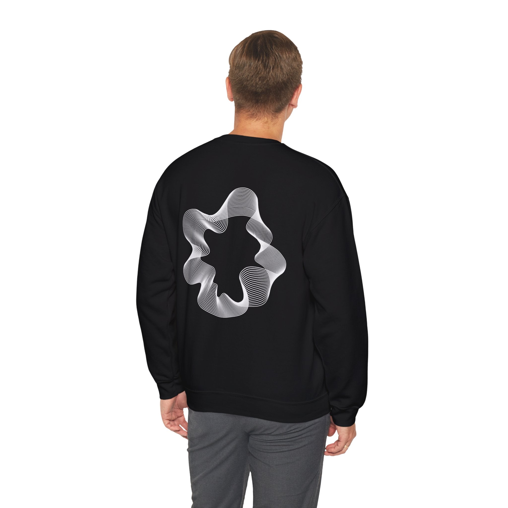 Crewneck Sweatshirt - Minimal 'Protect Your Frequency' Graphic with White Spiral Back Art