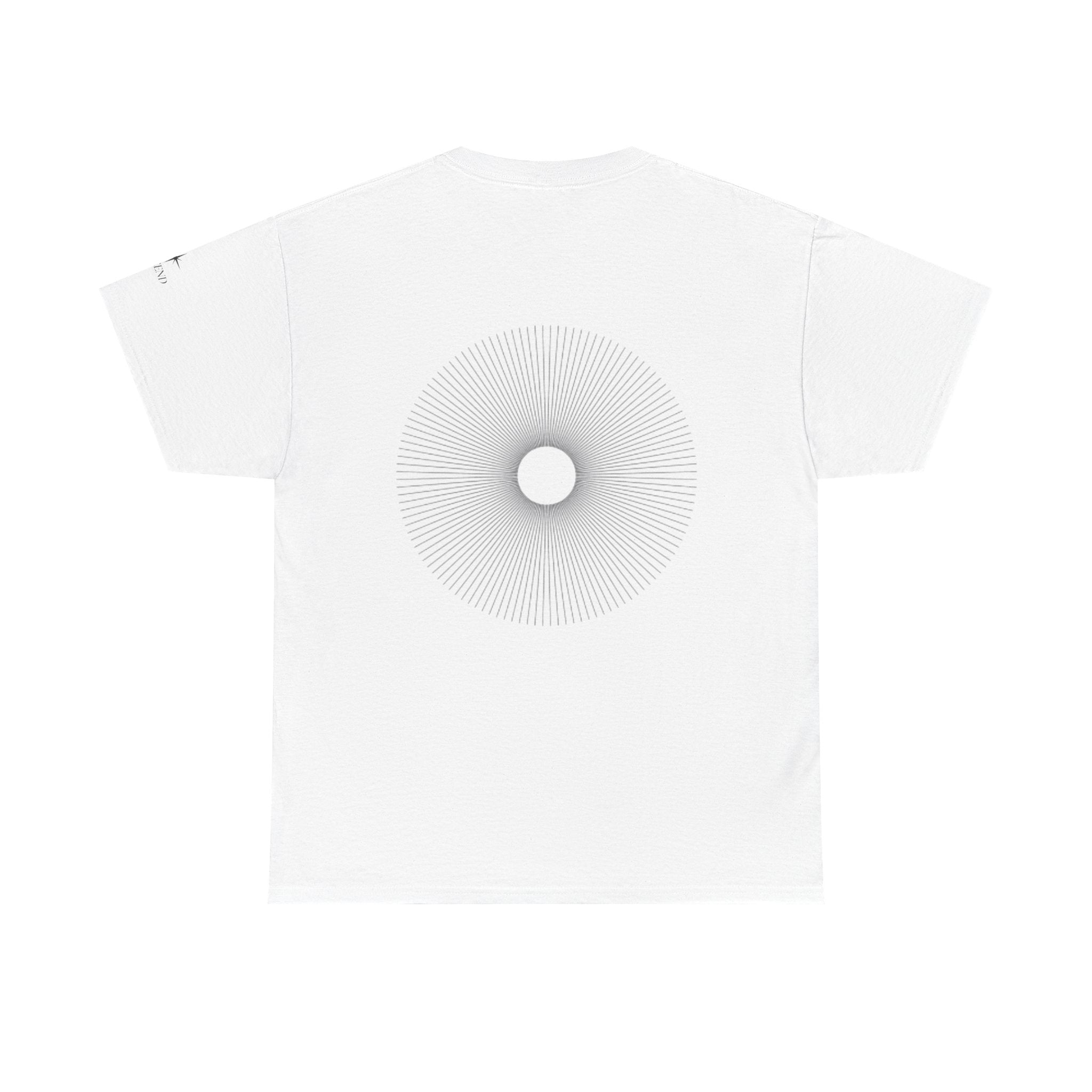 Minimalist Graphic T‑Shirt — "Quiet Minds, Loud Auras" Back Radiant Wave Design