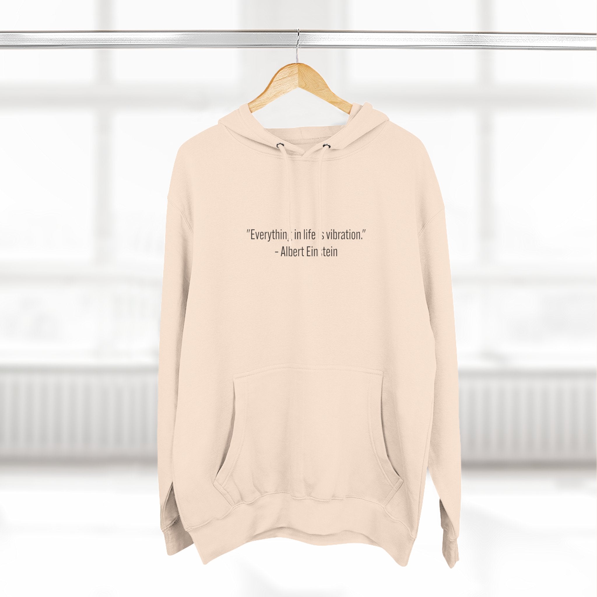Copy of Hoodie • Minimal Einstein Quote ‘Everything in life is vibration’ – Casual Unisex Pullover