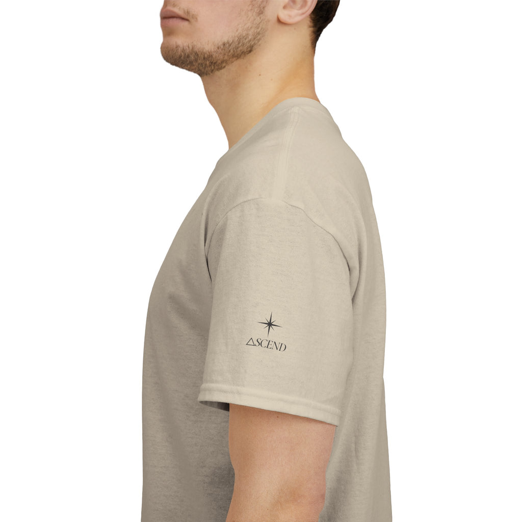 Minimalist Graphic T‑Shirt — "Quiet Minds, Loud Auras" Back Radiant Wave Design
