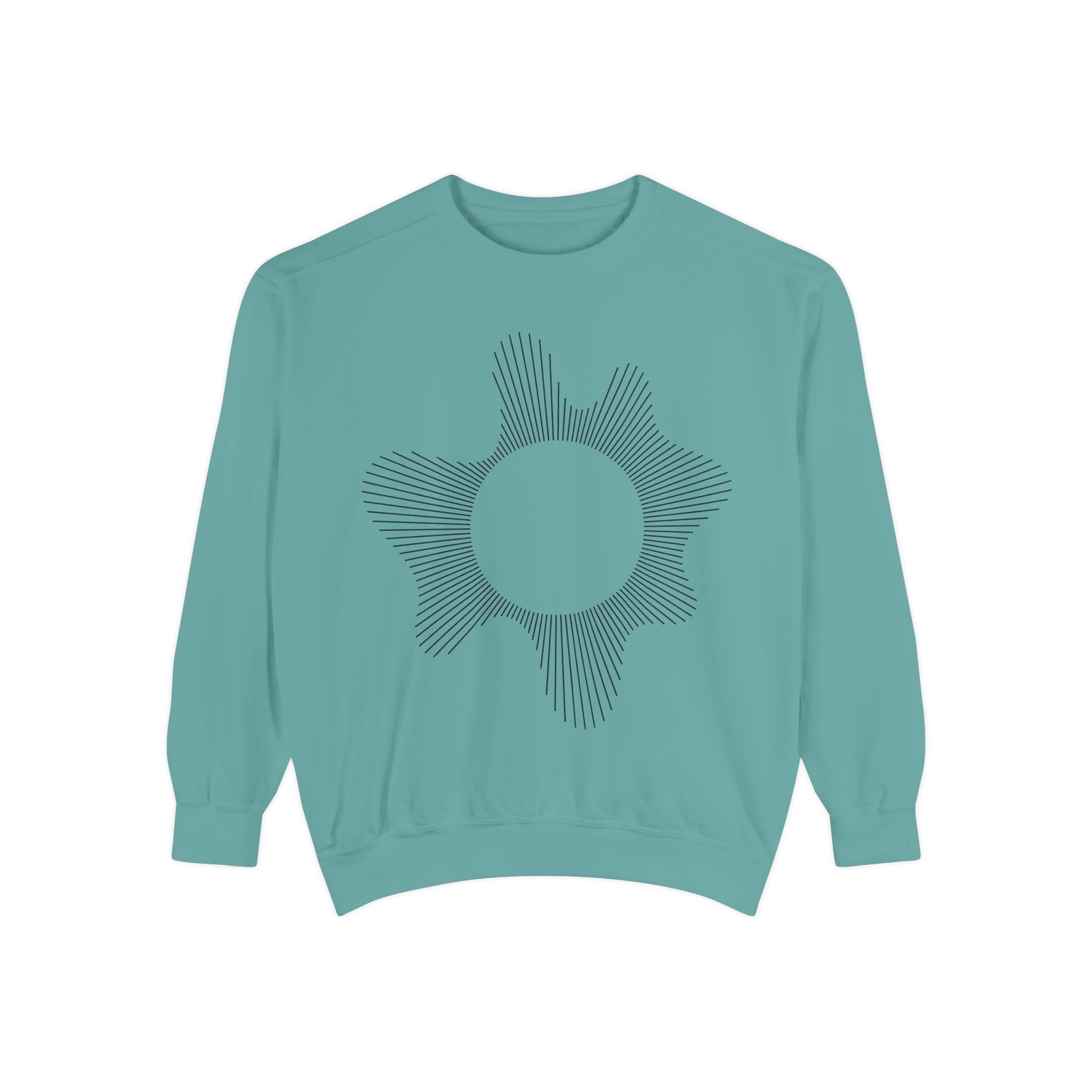 Sunburst Line Art Sweatshirt — Minimalist Graphic Crewneck