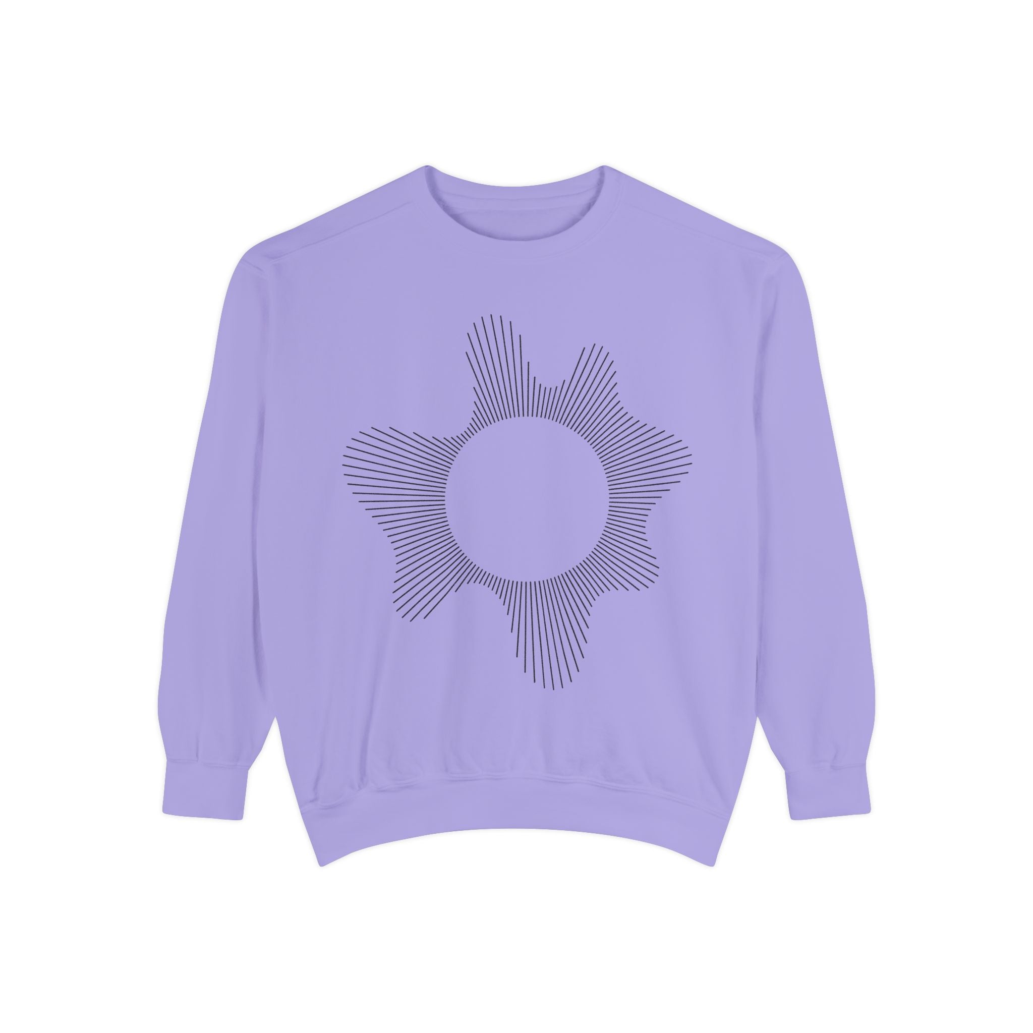 Sunburst Line Art Sweatshirt — Minimalist Graphic Crewneck