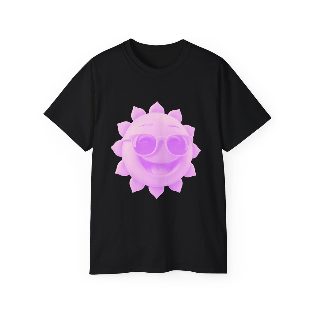 Pink Smiling Sun Tee — Retro Sunglasses Summer Graphic T-Shirt
