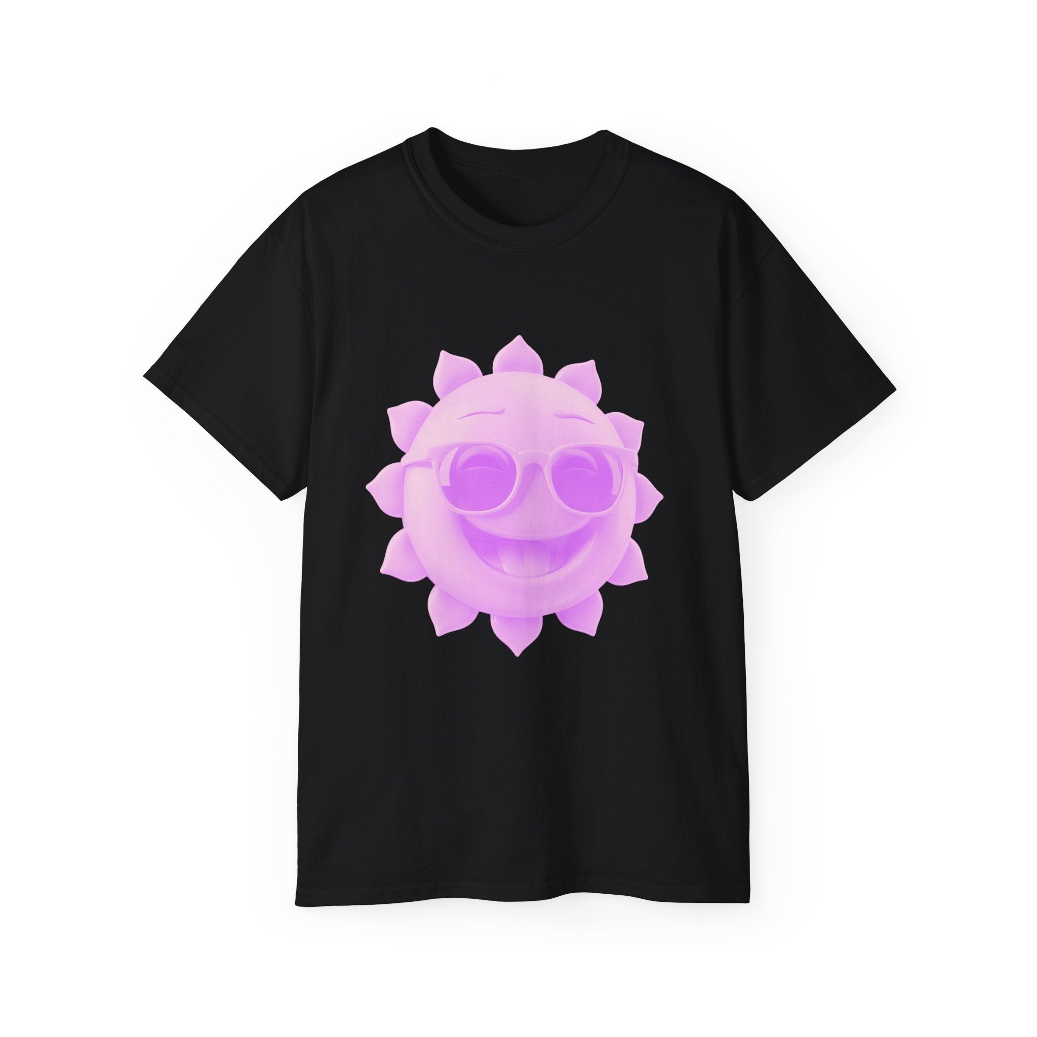 Pink Smiling Sun Tee — Retro Sunglasses Summer Graphic T-Shirt
