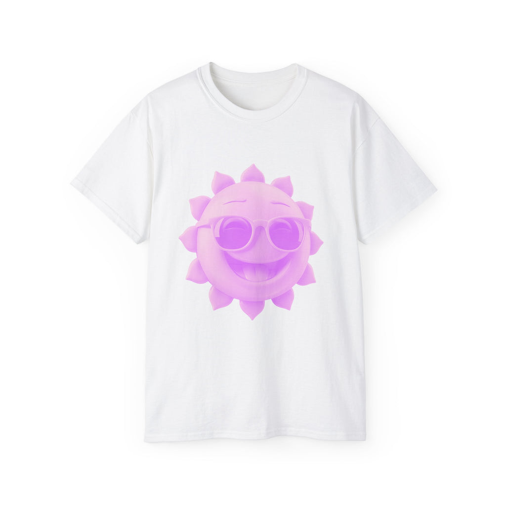 Pink Smiling Sun Tee — Retro Sunglasses Summer Graphic T-Shirt