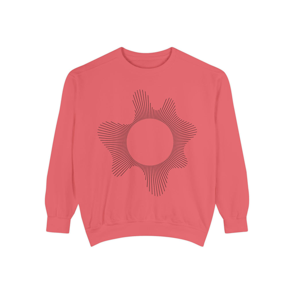 Sunburst Line Art Sweatshirt — Minimalist Graphic Crewneck