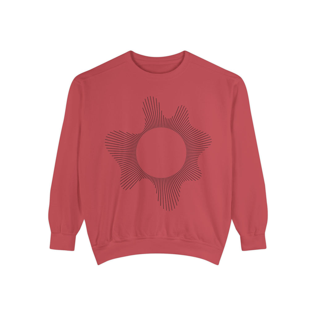 Sunburst Line Art Sweatshirt — Minimalist Graphic Crewneck