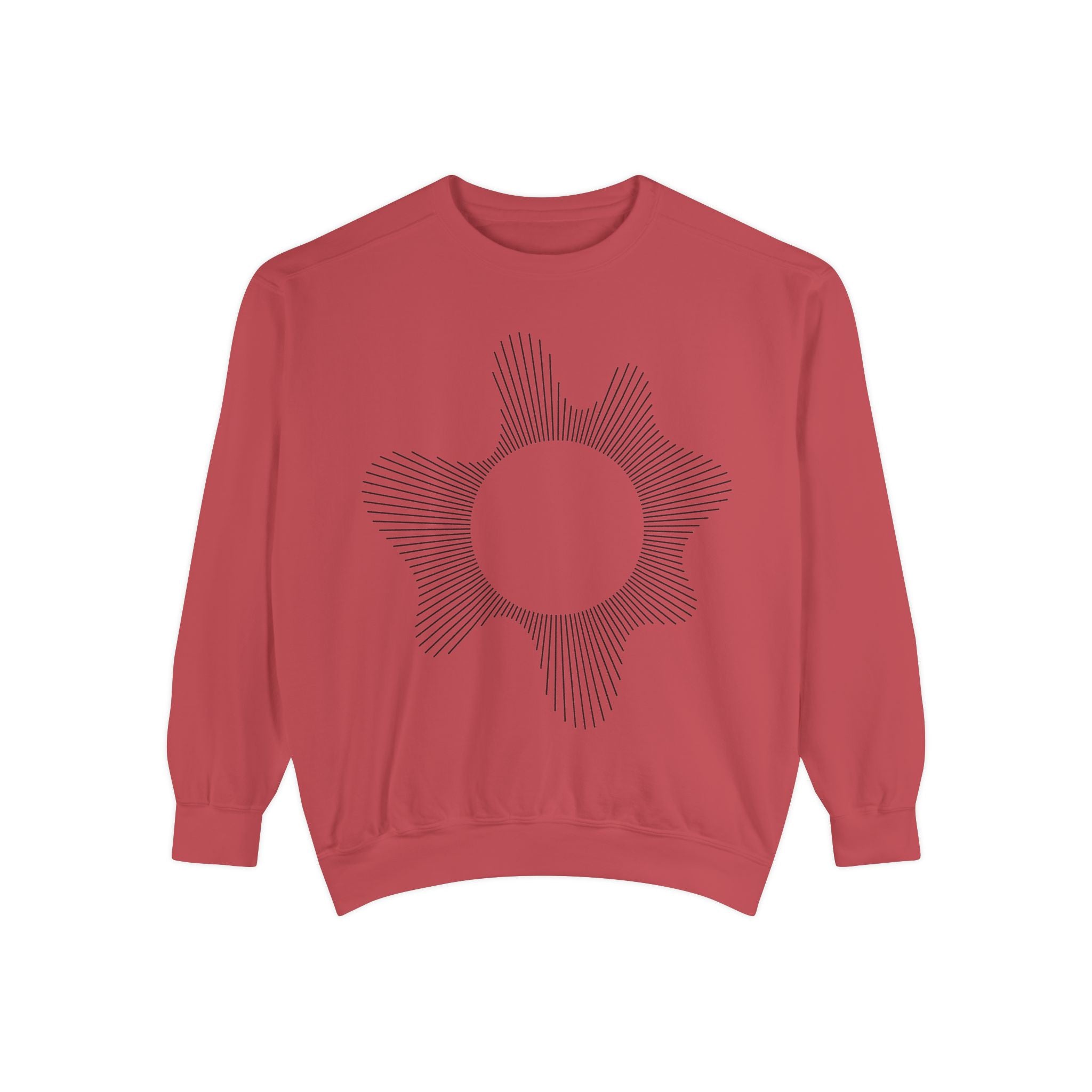 Sunburst Line Art Sweatshirt — Minimalist Graphic Crewneck