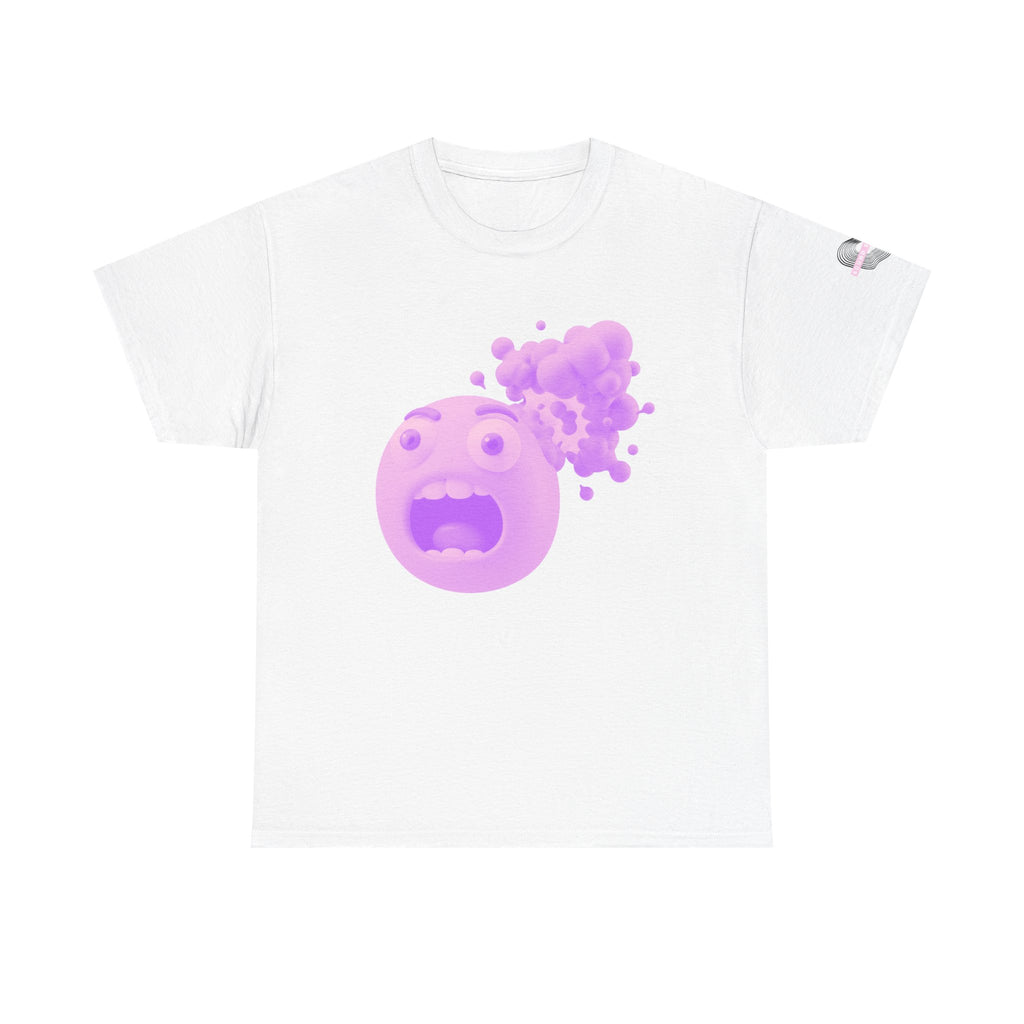 Exploding Emoji Tee — Purple Shock Face Graphic T-Shirt