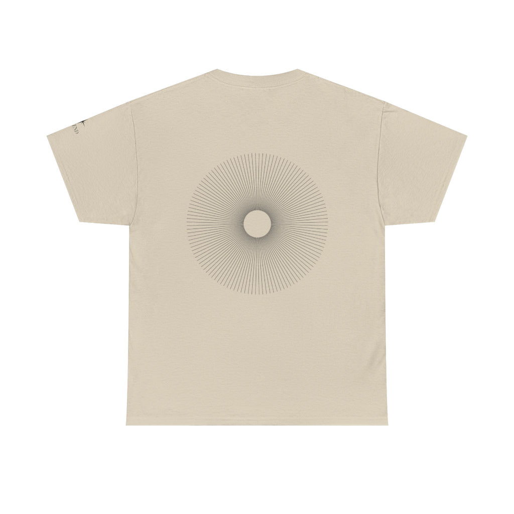Minimalist Graphic T‑Shirt — "Quiet Minds, Loud Auras" Back Radiant Wave Design