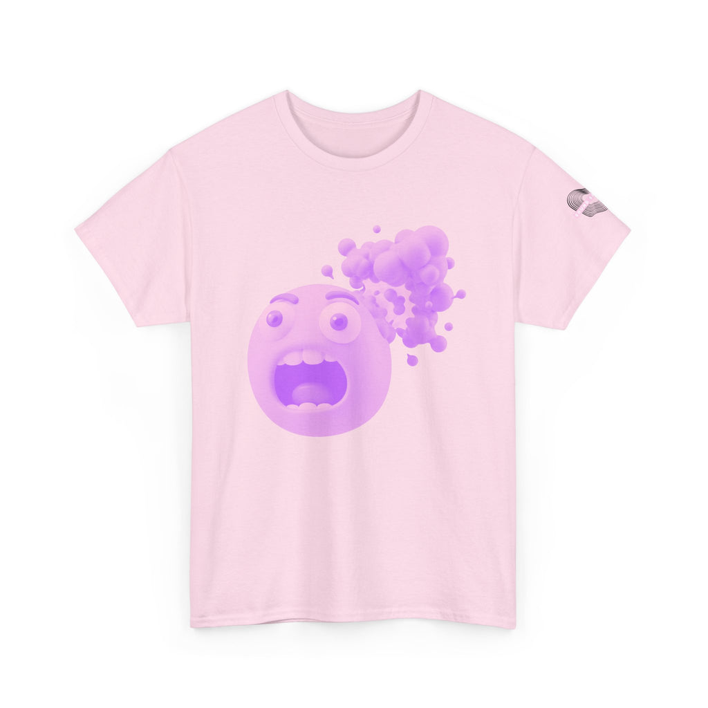 Exploding Emoji Tee — Purple Shock Face Graphic T-Shirt