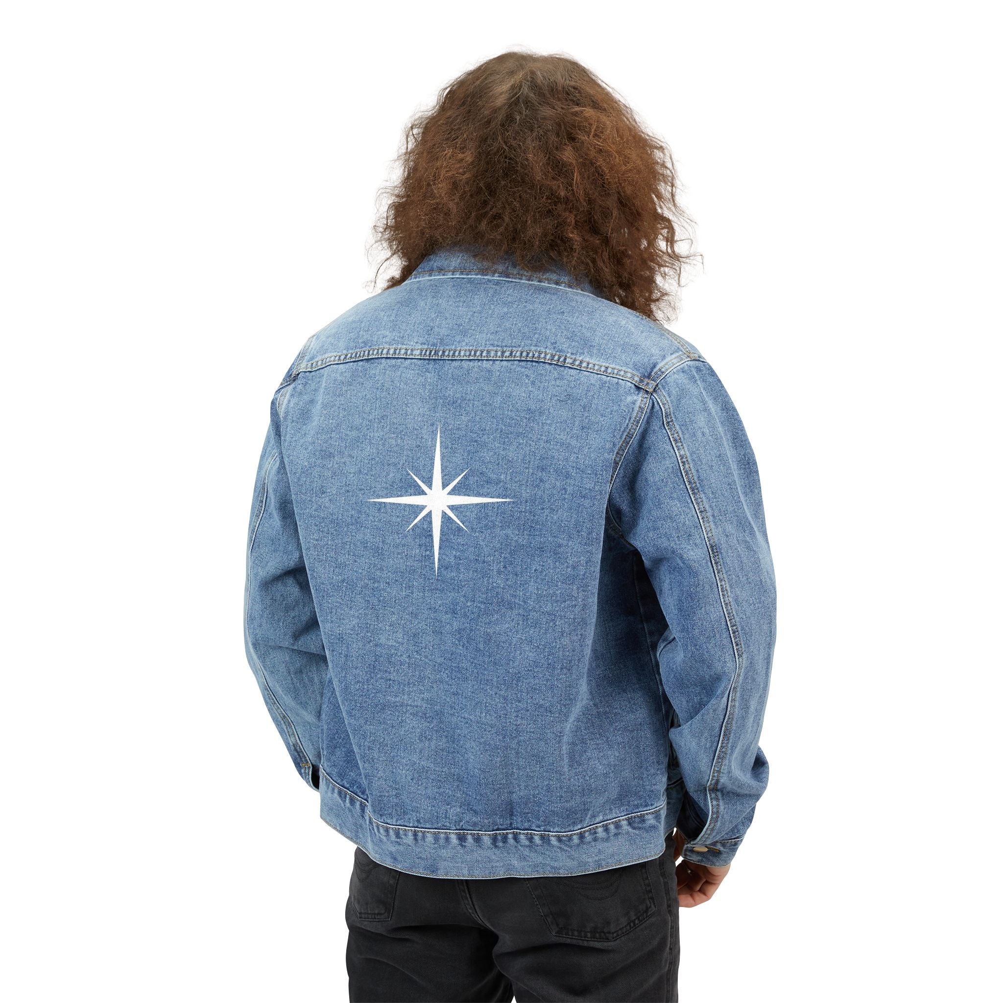 Denim Jacket with Minimal Star Back — Men's Casual Vintage Style