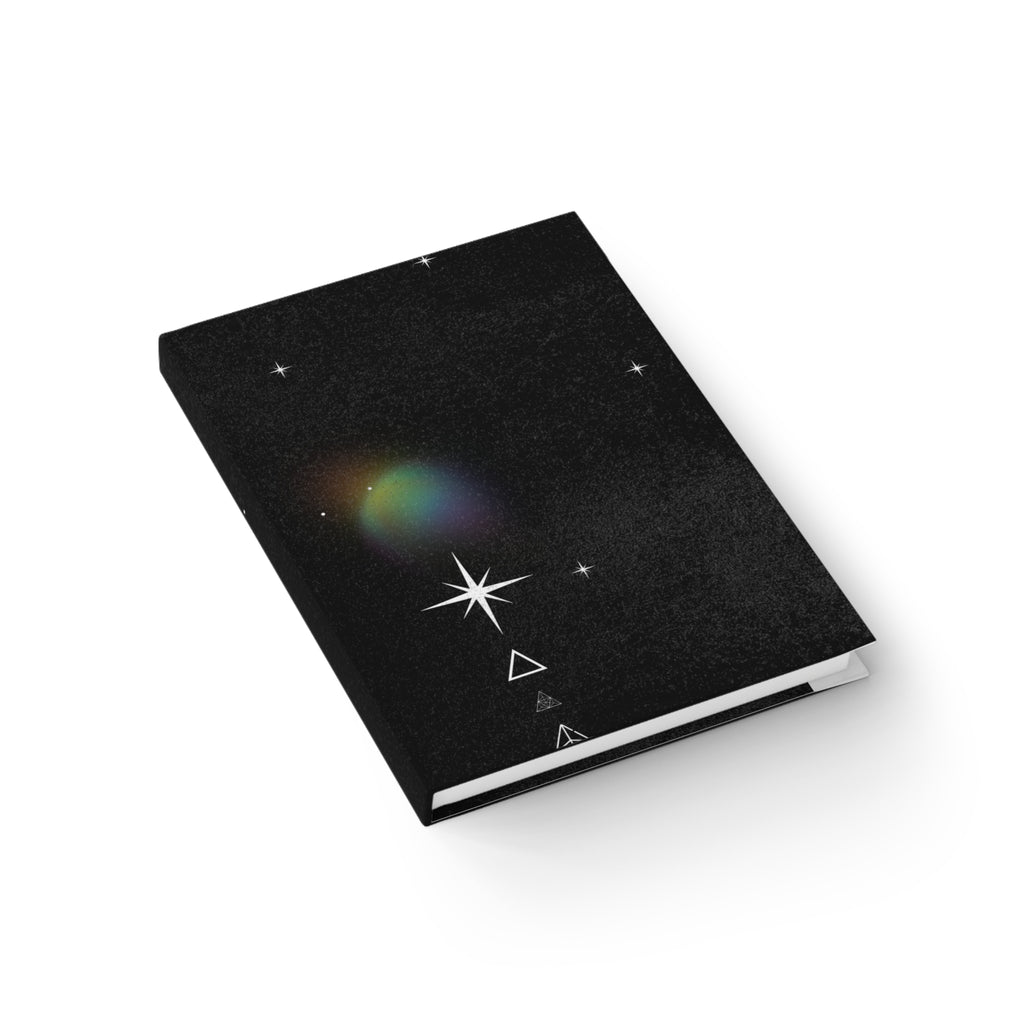 Celestial Star Journal — Black Space Notebook with Prism Glow