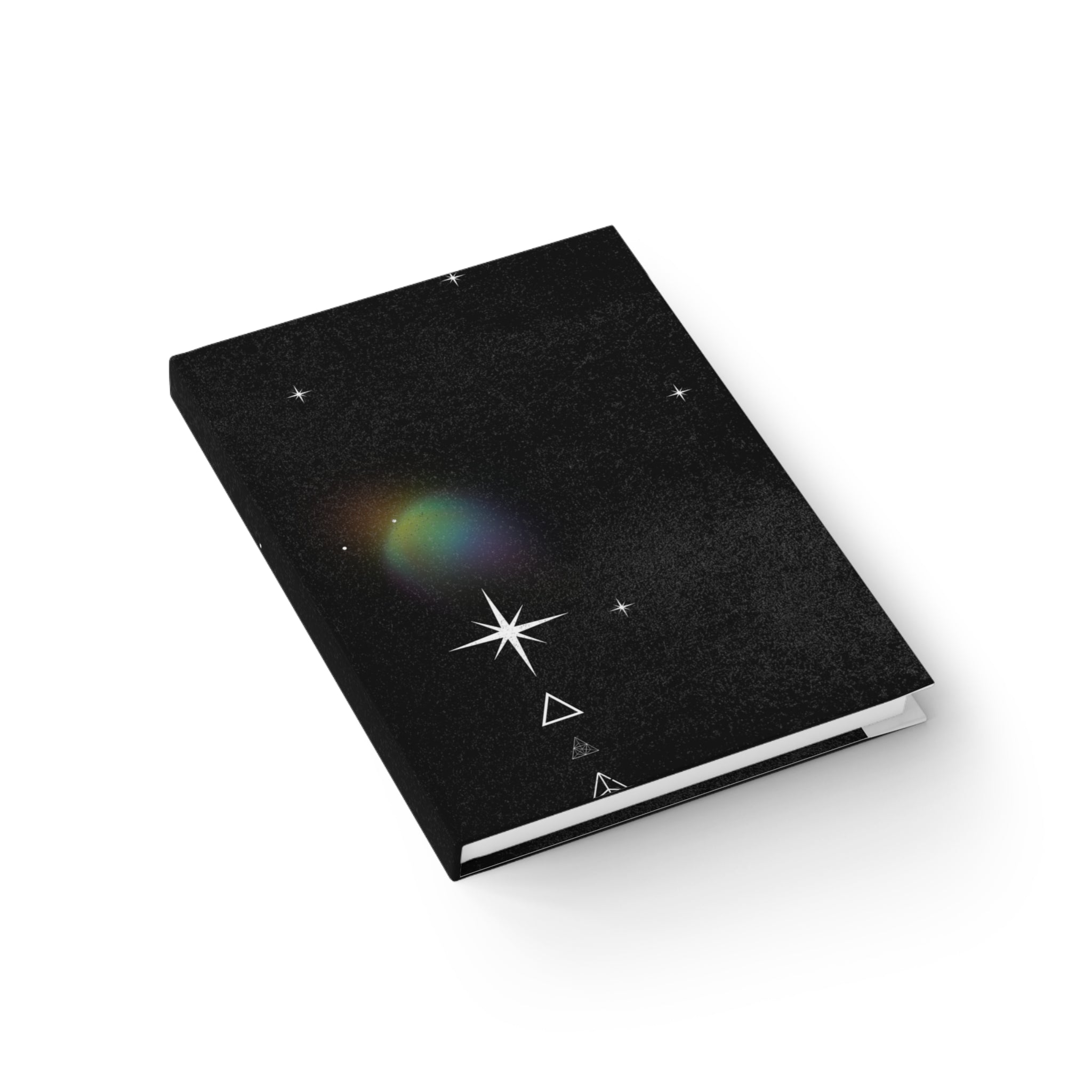 Celestial Star Journal — Black Space Notebook with Prism Glow