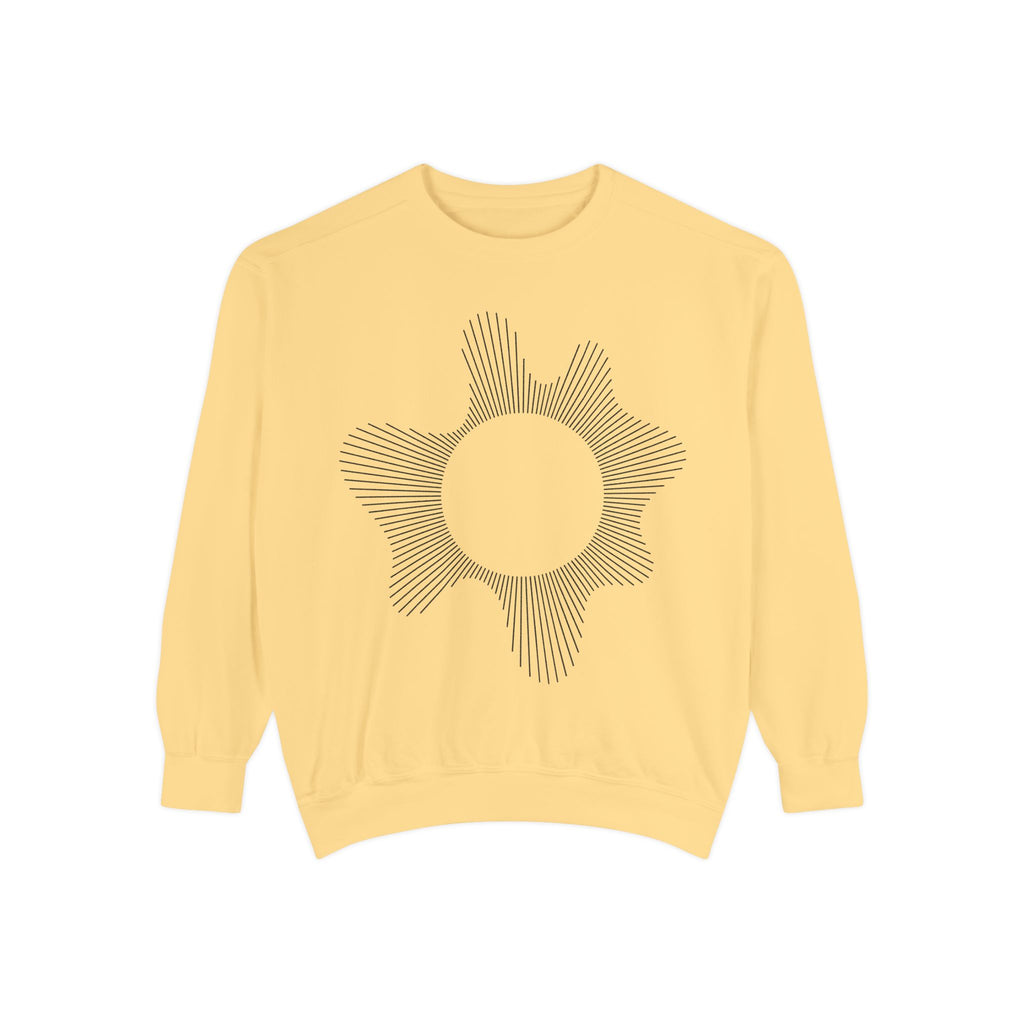Sunburst Line Art Sweatshirt — Minimalist Graphic Crewneck