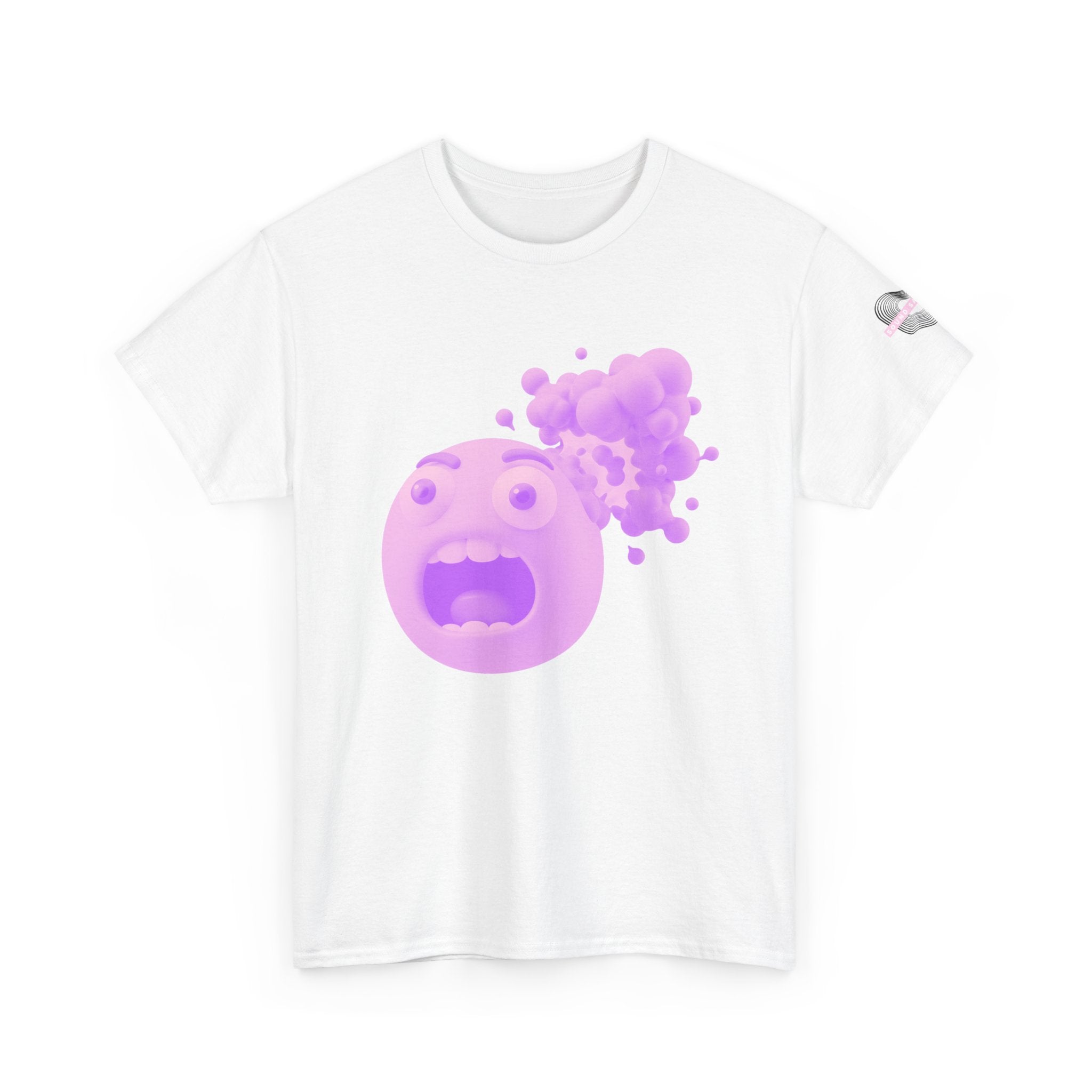 Exploding Emoji Tee — Purple Shock Face Graphic T-Shirt