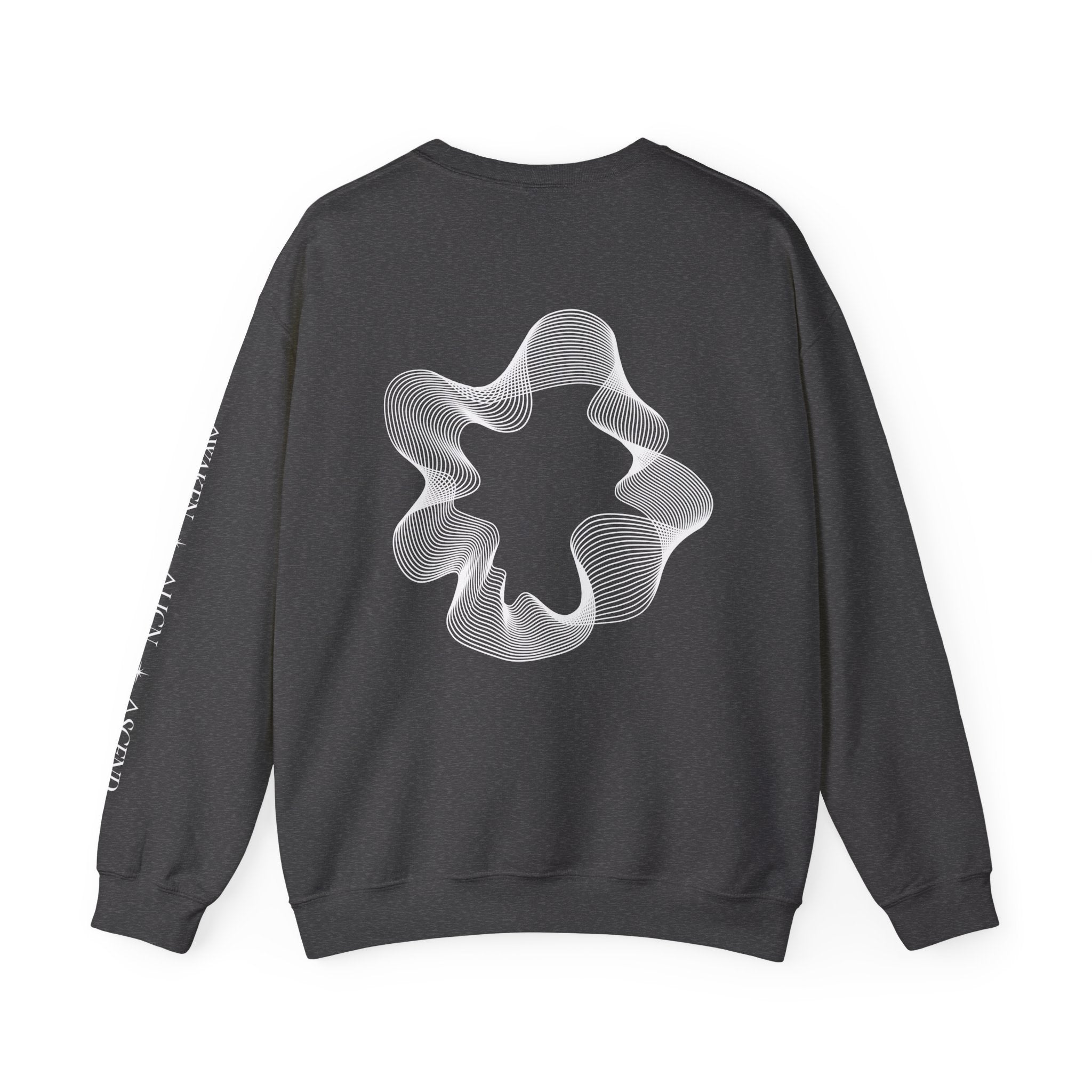 Crewneck Sweatshirt - Minimal 'Protect Your Frequency' Graphic with White Spiral Back Art