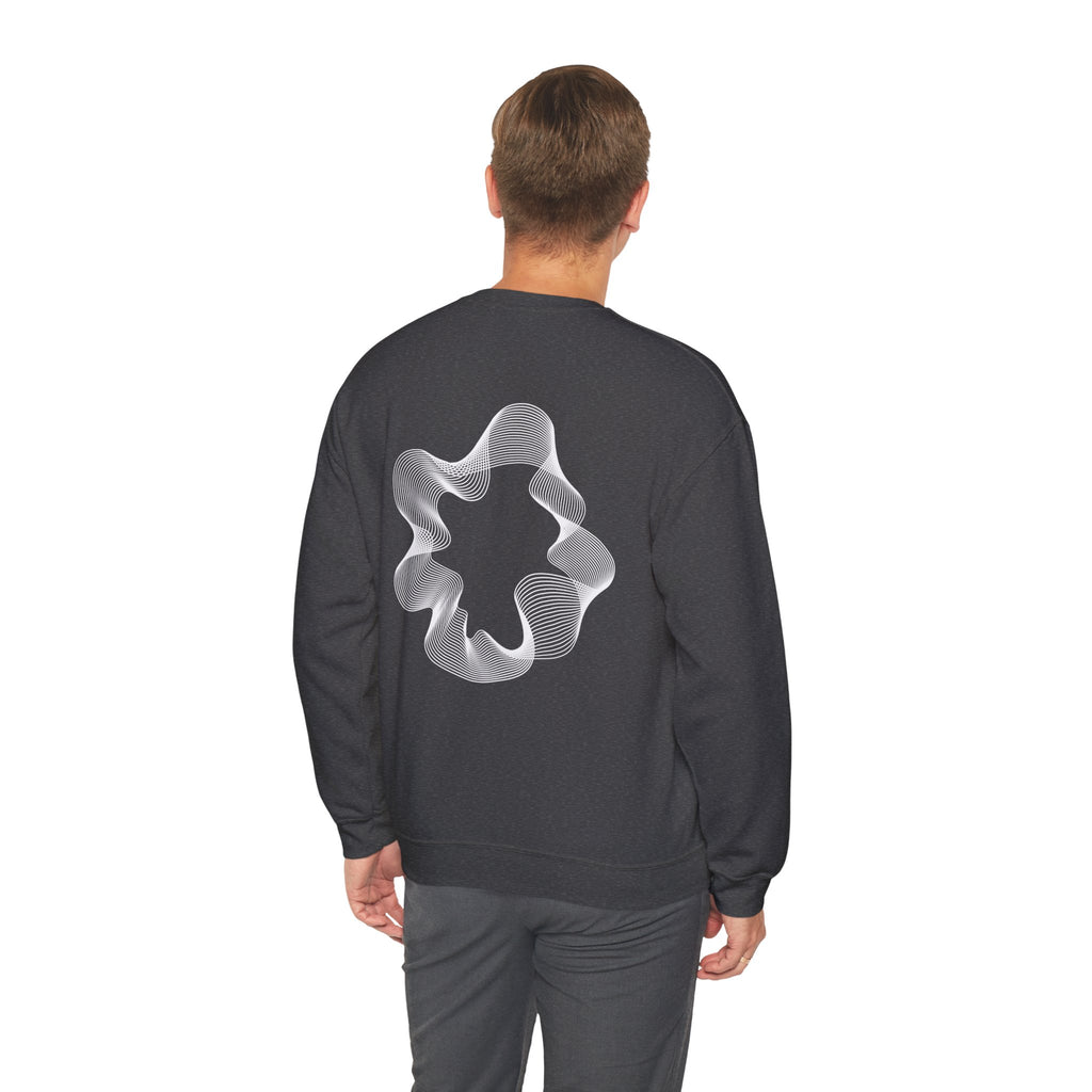 Crewneck Sweatshirt - Minimal 'Protect Your Frequency' Graphic with White Spiral Back Art
