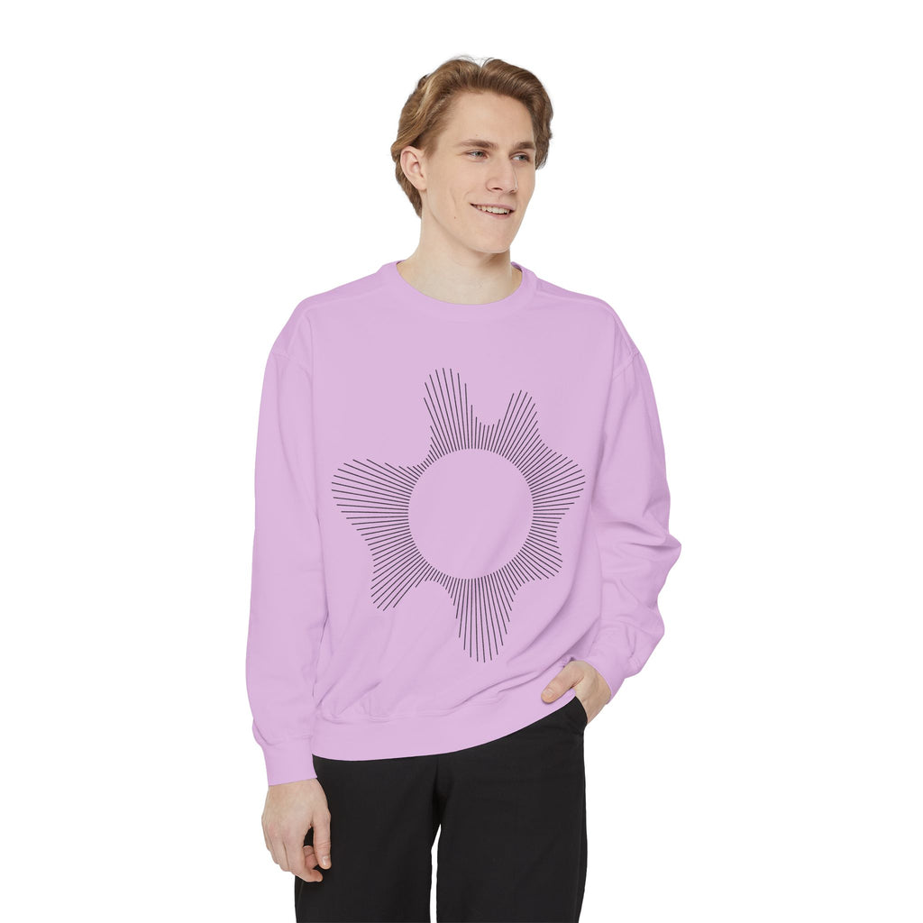 Sunburst Line Art Sweatshirt — Minimalist Graphic Crewneck