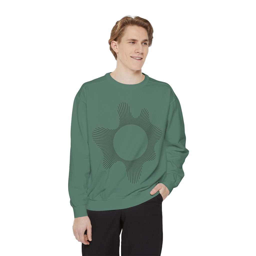 Sunburst Line Art Sweatshirt — Minimalist Graphic Crewneck