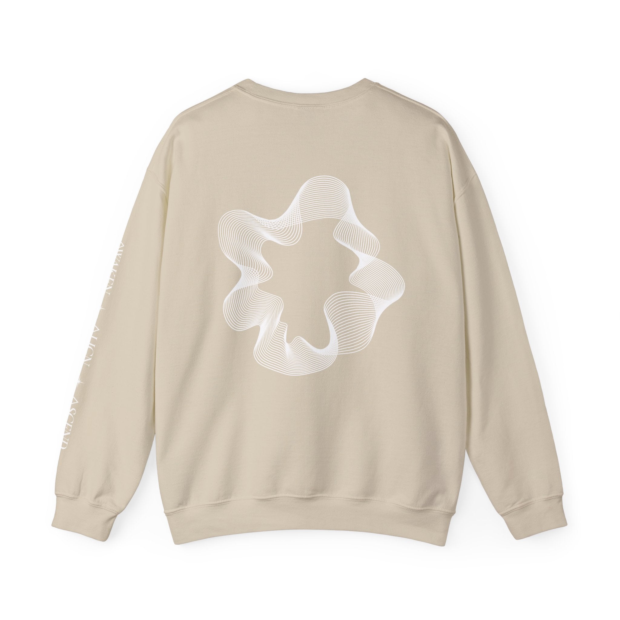 Crewneck Sweatshirt - Minimal 'Protect Your Frequency' Graphic with White Spiral Back Art