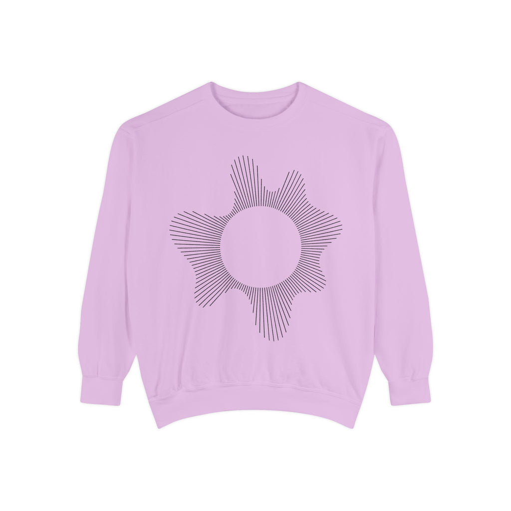 Sunburst Line Art Sweatshirt — Minimalist Graphic Crewneck