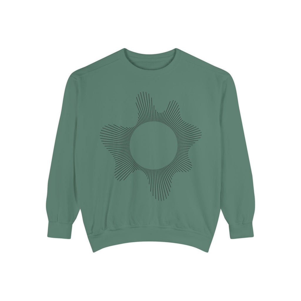 Sunburst Line Art Sweatshirt — Minimalist Graphic Crewneck