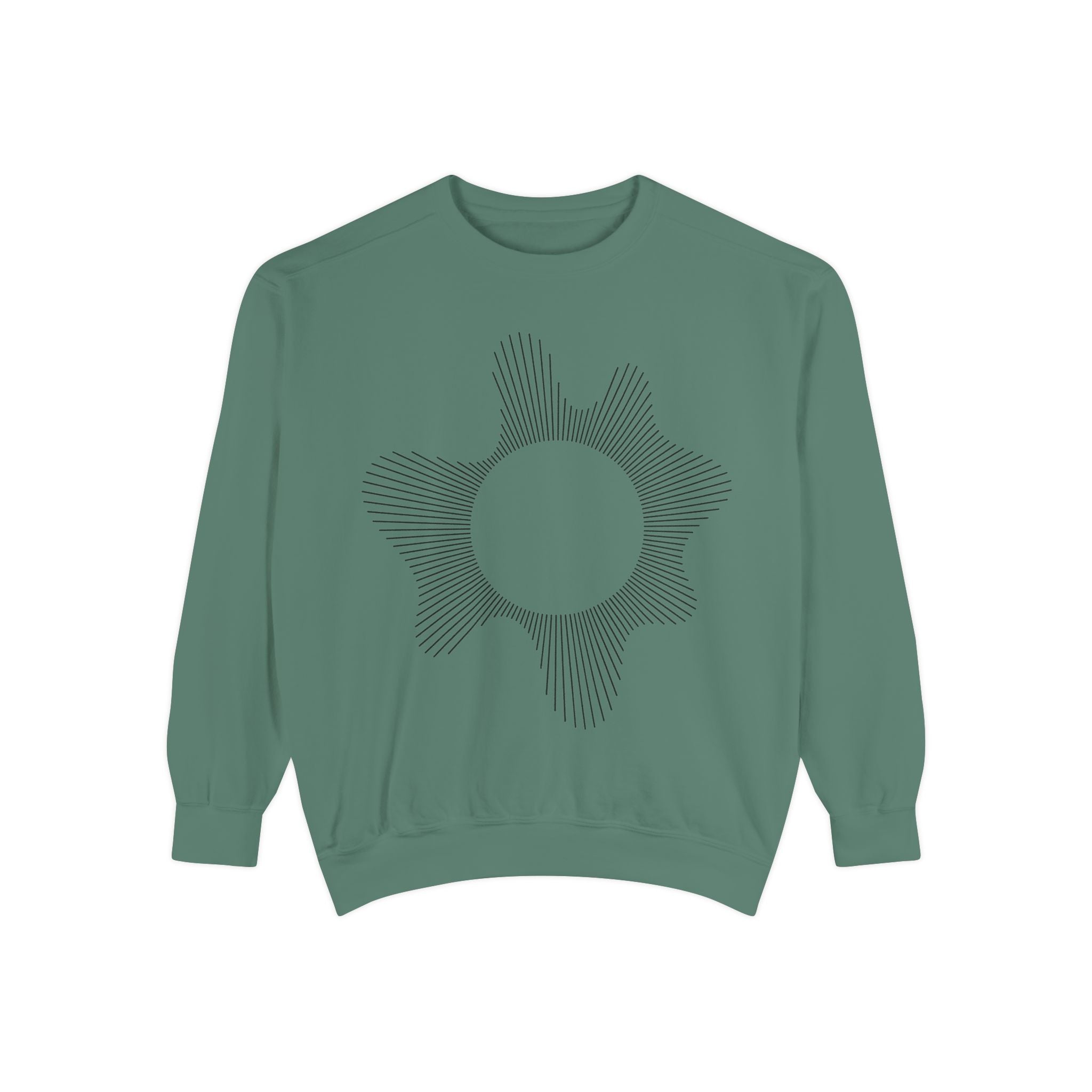 Sunburst Line Art Sweatshirt — Minimalist Graphic Crewneck