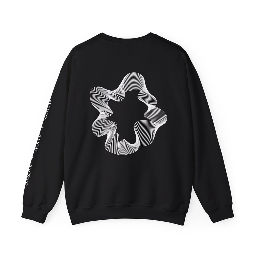 Crewneck Sweatshirt - Minimal 'Protect Your Frequency' Graphic with White Spiral Back Art