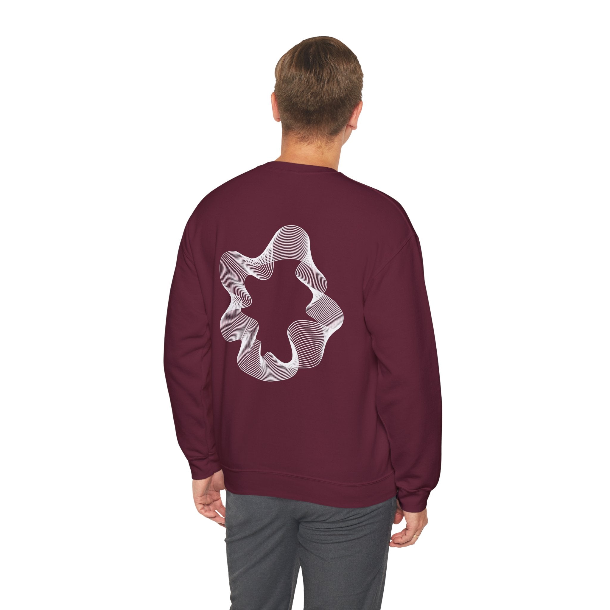 Crewneck Sweatshirt - Minimal 'Protect Your Frequency' Graphic with White Spiral Back Art