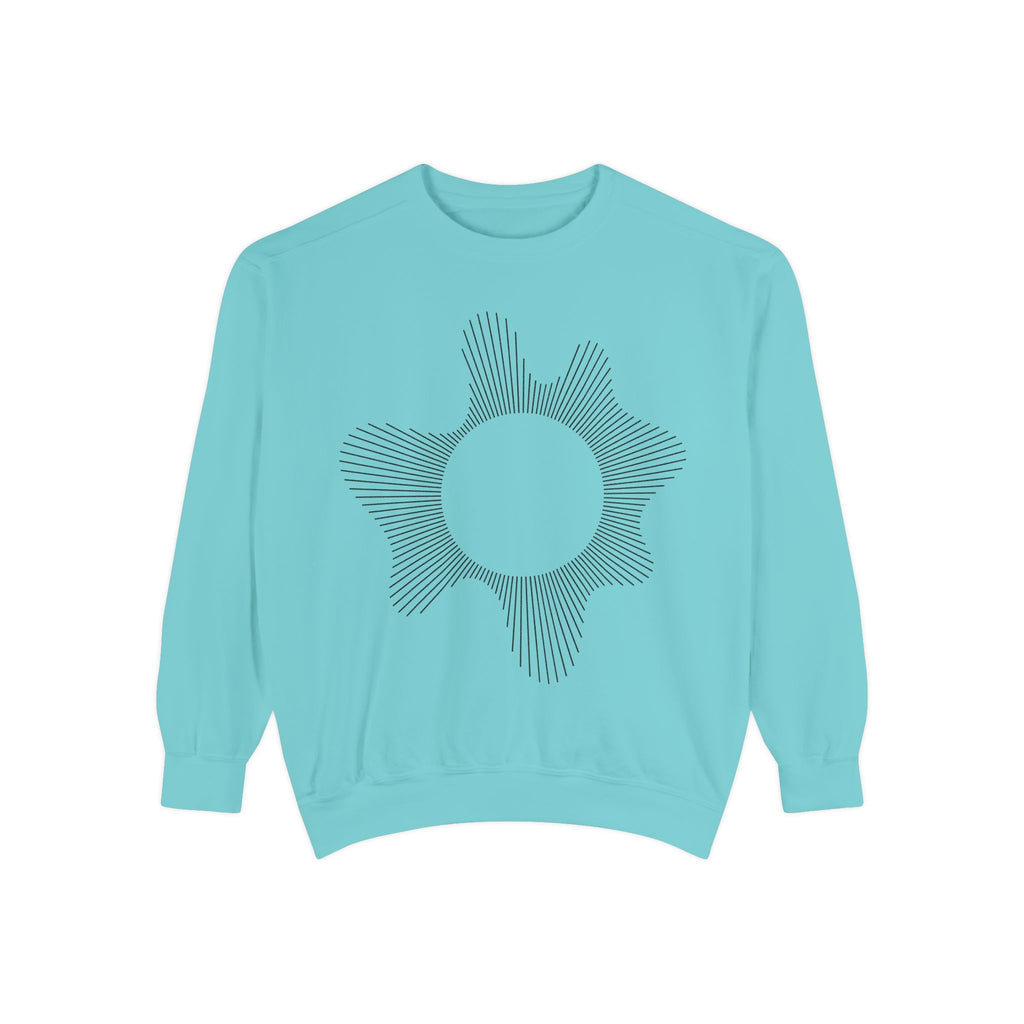 Sunburst Line Art Sweatshirt — Minimalist Graphic Crewneck