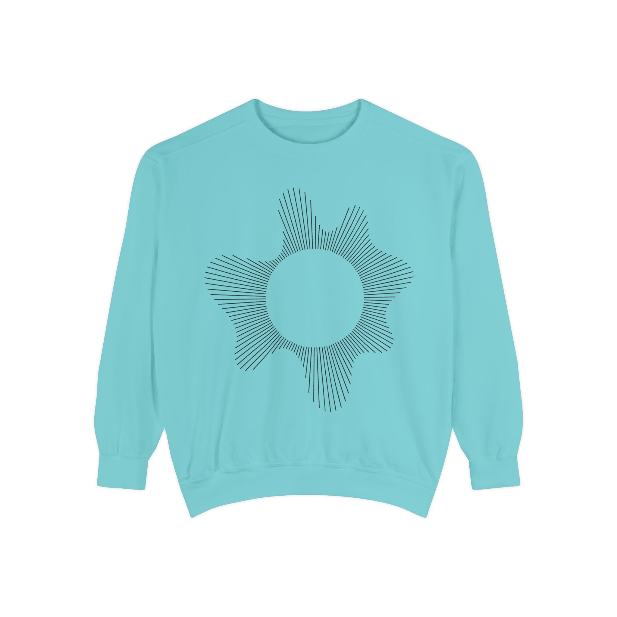 Sunburst Line Art Sweatshirt — Minimalist Graphic Crewneck