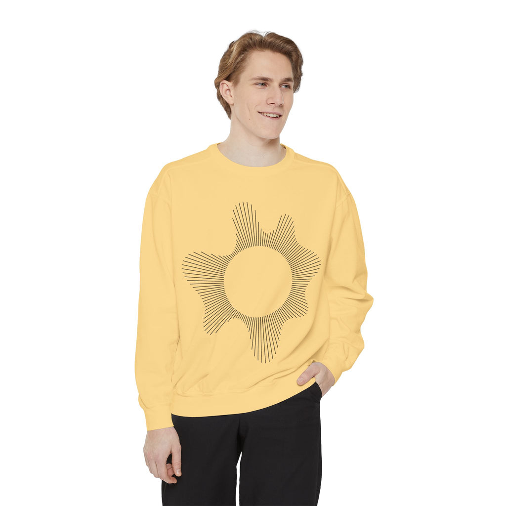 Sunburst Line Art Sweatshirt — Minimalist Graphic Crewneck