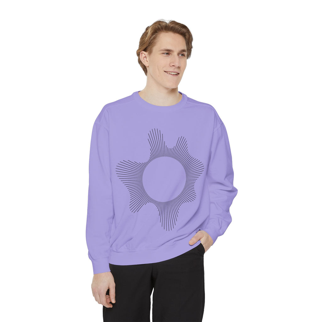 Sunburst Line Art Sweatshirt — Minimalist Graphic Crewneck